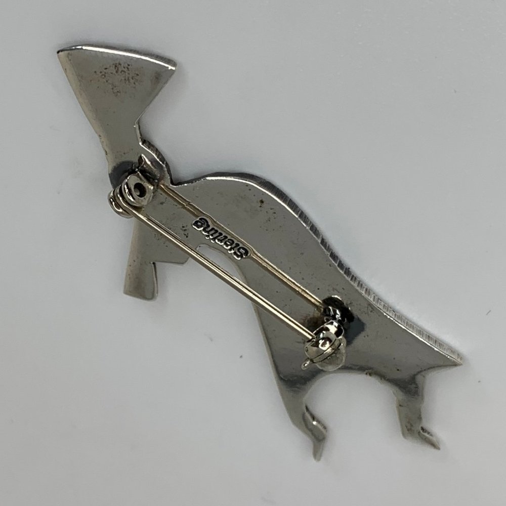 Dancing Kokopelli Sterling Brooch - Picture 3 of 3